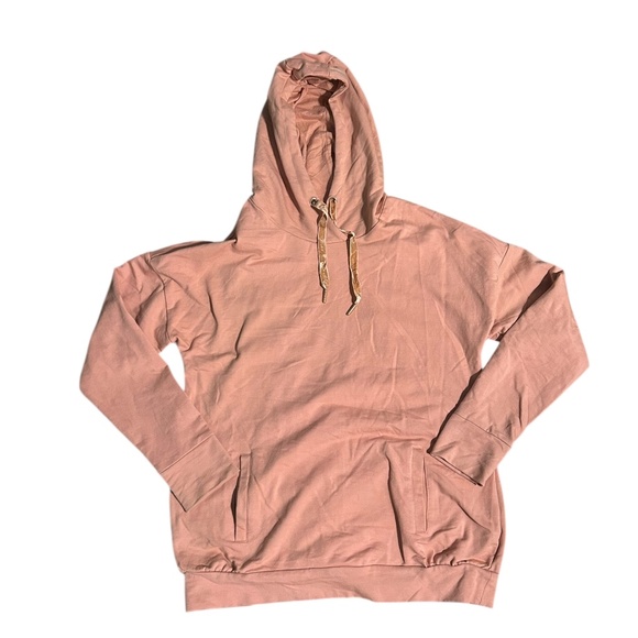 Avec Les Filles Pink Open Back Sweatshirt with Velvet Tie – Women’s Size XL - Picture 1 of 5